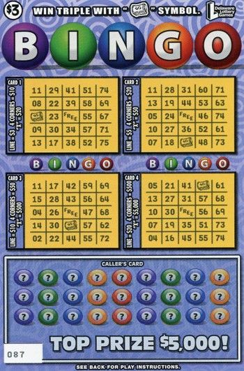 A scratch lottery bingo card.